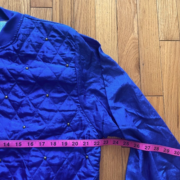 VTG NOS 90s First Run Quilted Jacket Studded Zip Indigo Track Bomber Deadstock - Picture 5 of 7